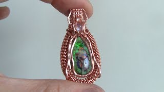 Heady Coiled Cabochon Pendant with Accent Stone Wire Wrap Tutorial [upl. by Olegnaed902]