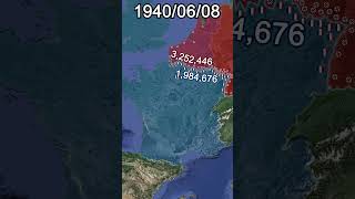 Battle of France WW2 Every Day With Army Sizes shorts animation map [upl. by Eirameinna597]