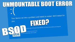 How To Fix Unmountable Boot Volume Blue Screen Error on Windows 11 [upl. by Laundes]