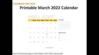 Printable March 2022 Calendar [upl. by Yffub989]