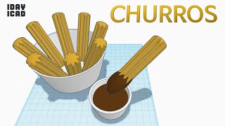 1DAY1CAD CHURROS Tinkercad  Design  Project  Education [upl. by Linoel]