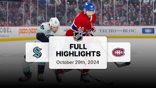 NHL Highlights  Kraken vs Canadiens  October 29 2024 [upl. by Ashmead]