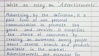 Write an essay on Advertisements  Essay Writing  English [upl. by Netniuq442]