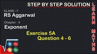 Exponents Class 7 Exercise 5A Question 4  6  RS Aggarwal  Learn Maths [upl. by Mosira]