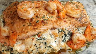 How To Make A Fully Loaded Shrimp Stuffed Salmon [upl. by Fawna]