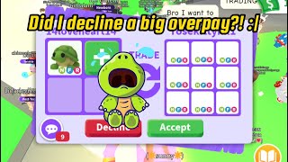 I FEEL I DECLINED A BIG OVERPAY 😱😭 FOR NEON TURTLE 🐢😥 I REGRET IT SO MUCH 🙄😫 Adopt Me  Roblox [upl. by Sldney]