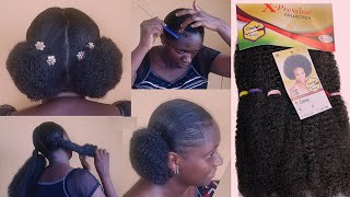 How to  Make Kinky PonytailPacking gel Hairstyles on your Hair In 3MINS Quick amp Easy [upl. by Hannis210]