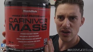 MuscleMeds Carnivor MASS Gainer Protein Powder Supplement Review  MassiveJoescom Raw Review [upl. by Shaw272]