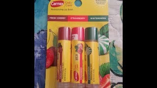 First ImpressionReview Of The New Carmex Lip Balm Trio [upl. by Ecnatsnok703]