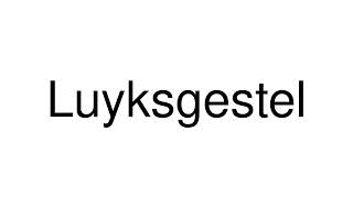 How to Pronounce Luyksgestel Netherlands [upl. by Ordway]