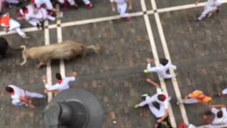 Pamplona Balcony Running of the Bulls 11th july [upl. by Cicely]