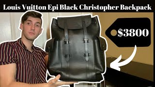 Louis Vuitton Epi Black Christopher Backpack Review [upl. by Ahsikin]