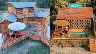 Amazing Top 2 Videos How To Build Bamboo Resort Bamboo Fish Pond Swimming Pool amp Bamboo Umbrella [upl. by Gnahc]