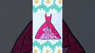 Beautiful dress drawing painting and colouring for kids toddler shorts satisfiyingart [upl. by Etep161]