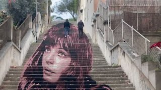 Roma murale per Monica Vitti su una scalinata ai Parioli [upl. by Jagir]