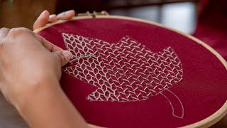 Elegant Leaf Embroidery Pattern  Easy Grid Based Needlework [upl. by Erund]