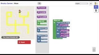 STEM Coding and Games  Blockly Games  Maze  Level 10 solution [upl. by Mcmath]