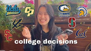 college decision reactions  UCs Cal States Stanford USC 2024 only 8 colleges [upl. by Annaiuq]