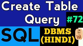 SQL create table in hindi  SQL tutorial in hindi  DBMS Lectures in hindi 72 [upl. by Matronna]