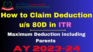 How to show health or medical insurance Premium us 80D in ITRAY 202324 II Section 80D II [upl. by Kris]