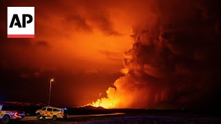 Volcano in Iceland erupts for the fourth time in three months [upl. by Anoet577]