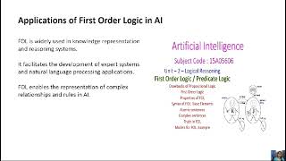 first order logic ai [upl. by Siurtemed799]