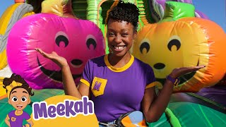 HALLOWEEN SPECIAL Meekah Plays on the Pumpkin Bouncy House [upl. by Ahsocin]