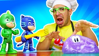 ¿Cómo los PJ Masks preparan un slime Cocina para niños [upl. by Anuahsar576]