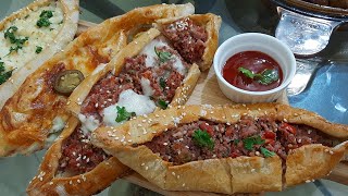 Turkish pizza recipeTurkish pide with minceHow to make perfect turkish pidePizza recipe shumaila [upl. by Acsisnarf]