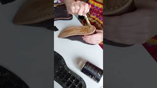 Resoling leather shoes by hand shoes clarksboots leather handmade [upl. by Ylloh]