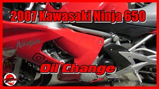 How To  Oil Change On A 2007 Ninja 650 [upl. by Nageet]