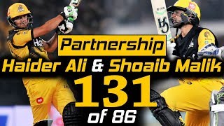 Shoaib Malik amp Haider Ali Best Batting Together Against Lahore  Peshawar Vs Lahore  PSL 5MB2 [upl. by Eckel]