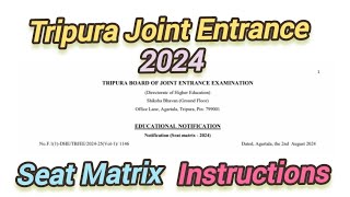 TBJEE SEAT MATRIX INSTRUCTIONS tbjee tripura admission [upl. by Alpheus]