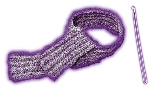 ribbed stitch scarf  Left handed tutorial  how to crochet  like a knitted one [upl. by Denn943]