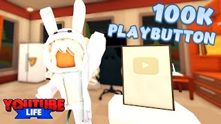 Getting 100k Play Button in YouTube Life ROBLOX Gameplay [upl. by Weisbart]