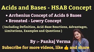 L1 Acids and Bases HSAB ConceptArrhenius amp BronstedLowry Concept of Acids amp Bases for BScIII [upl. by Lewan]