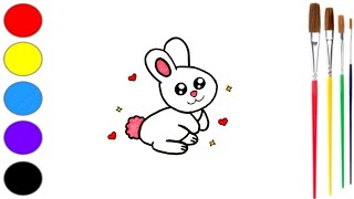 How To Draw And Colour A Cute Bunny  Bunny Drawing Easy Step By Step  Bunny Drawing amp Colouring [upl. by Nester]