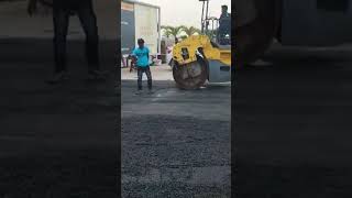 Construction of Bituminous BT Road Compaction and Paver Machine roadwork construction bitumen [upl. by Siraved78]