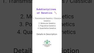 Subdisciplines of Genetics Transmission Molecular Population amp Quantitative Genetics genetics [upl. by Divad]