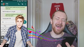 SONG LYRIC TEXT PRANK ON MY DAD JUSTIN BIEBER [upl. by Nevile]