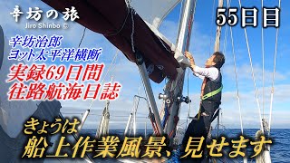 久しぶりに船外作業の様子を一通り見せます！辛坊治郎ヨット太平洋横断往路69日間の航海日誌動画55日目～辛坊の旅～ [upl. by Nnaycart621]