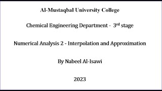 Numerical Analysis 2  Interpolation [upl. by Khichabia]