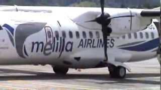 ATR 42300 Melilla Airlines en aeropuerto de San Sebastián LESO [upl. by Namad]