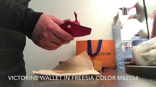 Louis Vuitton Victorine wallet quotFreesiaquot Color Unboxing NEW 2018 release [upl. by Aretha]