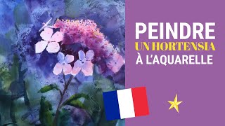 Peindre un hortensia à laquarelle et acrylique  VERSION FRANÇAISE [upl. by Assiron697]