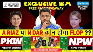 PKW vs NPW Dream11PAKW vs NEPW Dream11 Prediction Pakistan vs Nepal Women’s Asia Cup T20 Match [upl. by Hsemar66]