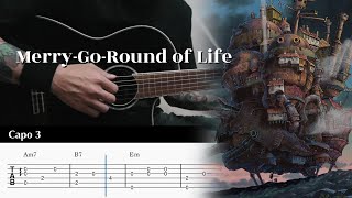 MerryGoRound of Life  Howls Moving Castle  Fingerstyle Guitar TAB Chords [upl. by Daney]