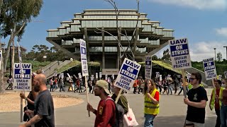 UC San Diego unionized workers strike as result of protest crackdowns [upl. by Nidak125]