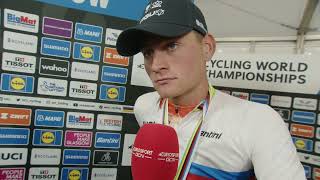 Mathieu van der Poel  Interview at the finish  Glasgow UCI World Championships 2023 [upl. by Ainesey]