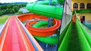 First Standup Water Slides in the World at AquaMagis Onslide POV [upl. by Tiffa]